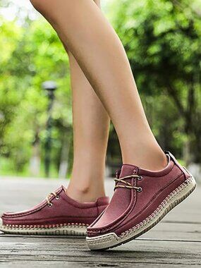 Leather Hand Stitching Flat Loafers Lightweight; Breathable Arch Support Slip On